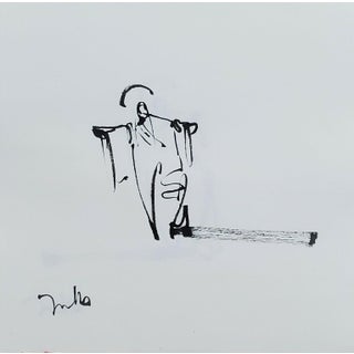 Contemporary Minimalist Figurative Ink Drawing by Jose Trujillo For Sale