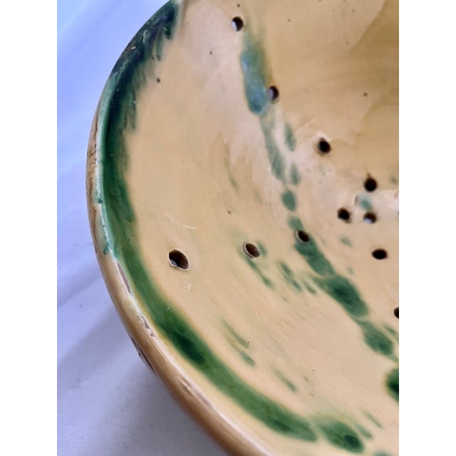 Ceramic Antique French Hand Painted Berry Colander Bowl For Sale - Image 7 of 8