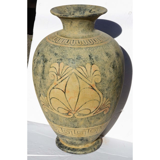 Large classical Etruscan Style Terracotta Vase. Hand painted. Made in Sicily, Italy.