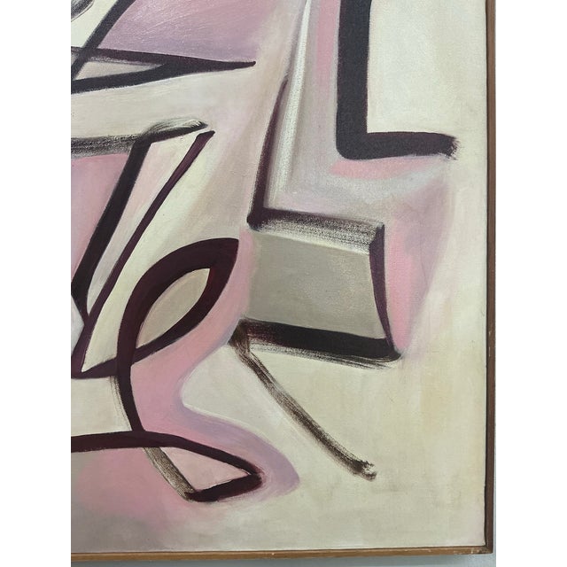 Pink Vintage Abstract Oil on Canvas by Philip Bousma For Sale - Image 8 of 12