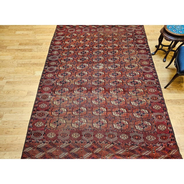 Tribal Antique Turkmen Tekke Rug, Wool Pile, Allover Geometric Design For Sale - Image 3 of 14