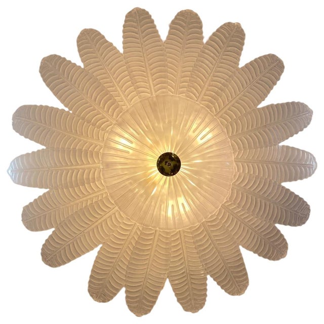 White Matte Murano Glass Palm Tree Ceiling Light, 1960s For Sale - Image 3 of 5