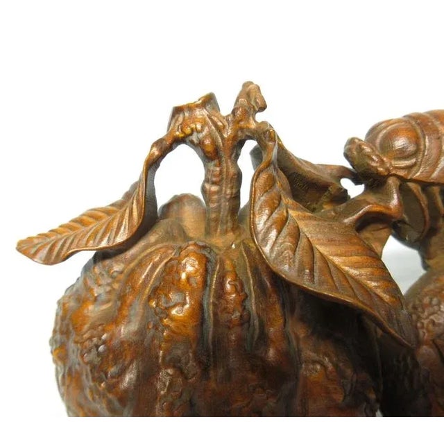 Wood Japanese Shōwa Carved Boxwood Okimono With Cicada For Sale - Image 7 of 11