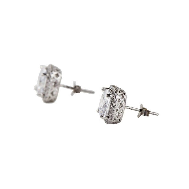 Silver earrings with white Swarovski stones. 925 sterling silver.
