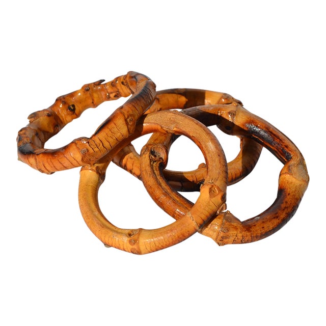Mid 20th Century Burnt Bamboo Napkin Rings - Set of 4 For Sale