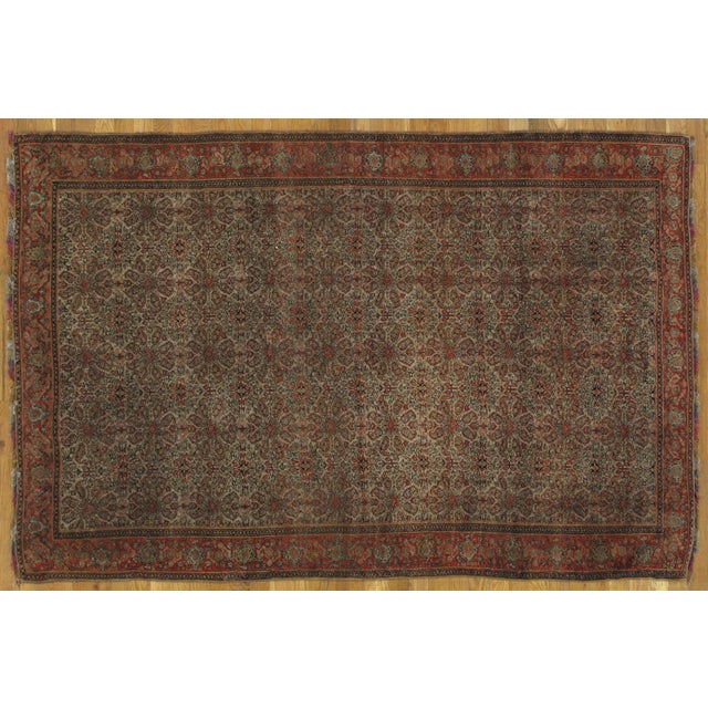 19th Century Antique Senneh Rug with Multicolored Silk Warp, Handmade, Fine Ivory, Red, Blue For Sale - Image 5 of 17