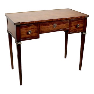 Rosewood and Brass Neo Classic Art Deco Writing Desk by Baker Furniture For Sale