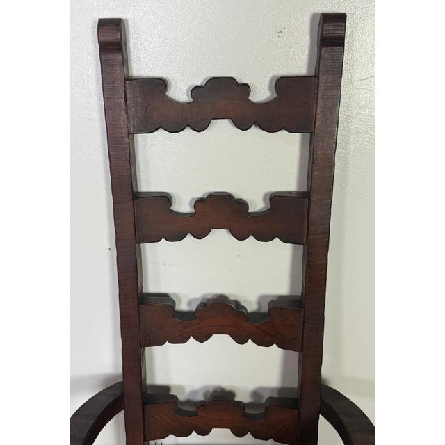 Set of 8 Spanish Colonial Revival Carved Wood Dining Chairs, Mid-20th Century For Sale - Image 13 of 17