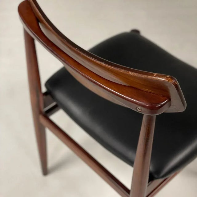 Rosewood Dining Chairs with New Black Leather, 1960s, Set of 4 For Sale - Image 12 of 13
