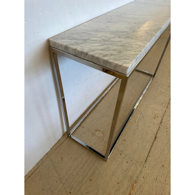 Metal Modern Marble Top and Chrome Console Table For Sale - Image 7 of 7