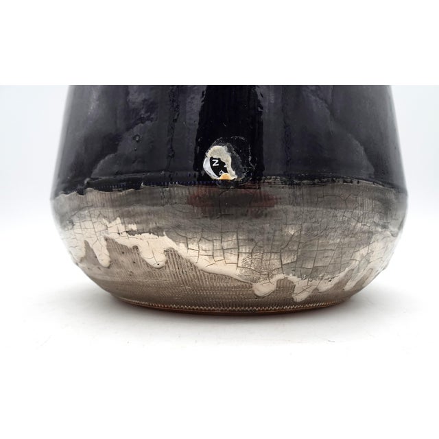 Blue Cobalt Blue and Silver Glazed Ceramic Vase from Jules Guerin, Belgium, 1950s For Sale - Image 8 of 13