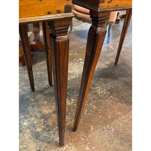 Pair of 19th Century Italian Walnut Inlaid Tables For Sale In Dallas - Image 6 of 6