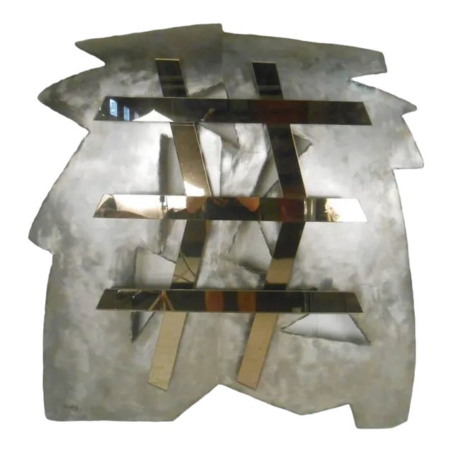 Mirrored Modernist Metal Wall Sculpture by Deidre Selig For Sale