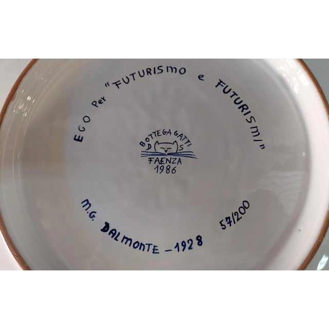 Ceramic Futurist Dish by Mario Guido Dalmonte for Ceramica Gatti Faenza, Italy, 1980s For Sale - Image 7 of 8