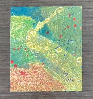 Don Ahn, Gestural Abstraction, Miniature Abstract Expressionist Korean Modernist Painting, 1986