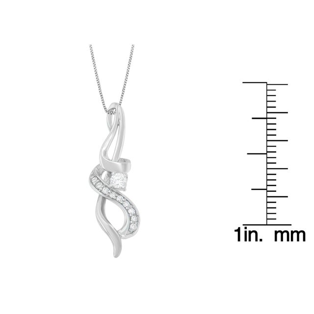 Early 21st Century Espira 10K White Gold 1/5 cttw Round Cut Diamond Swirl Pendant Necklace (J-K, I1-I2) For Sale - Image 5 of 5