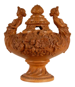 Victorian Ceramic Vase Terracotta Louis XVI Neoclassical Caryiatides Figural Covered Urn Vase Tariff Free Delivery