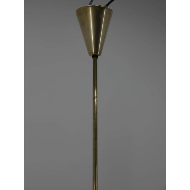 White Brass and Glass Chandelier in Lyfa Style, Denmark, 1970s For Sale - Image 8 of 12