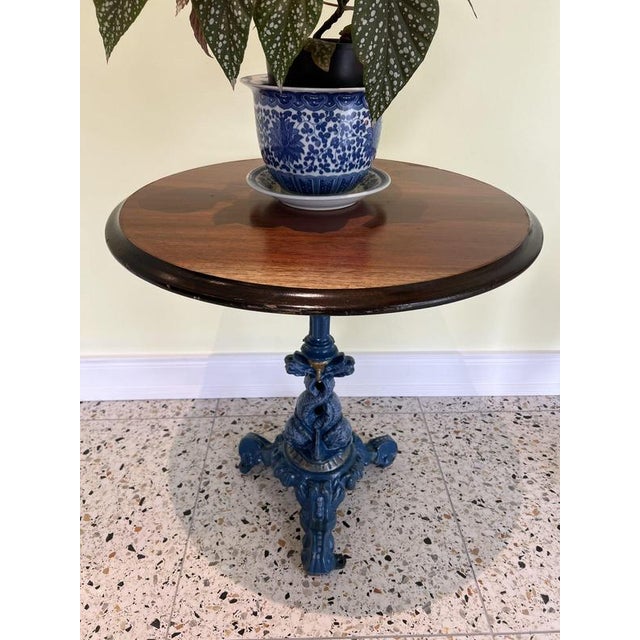 Antique Victorian Cast Iron Sea Monster Occasional Table with Circular Mahogany Top For Sale - Image 4 of 7