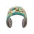 Modern Vintage Neiman Marcus 925 Turquoise Mother of Pearl Abalone Shell Cuff Bracelet For Sale - Image 3 of 8