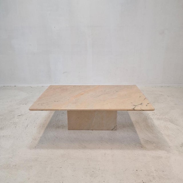 Very nice Italian coffee table, fabricated in the early 1980s. It is handcrafted out of very beautiful marble. The...