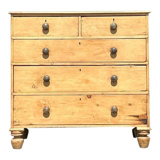 Vintage Boho Primitive Pine Chest of Drawers For Sale