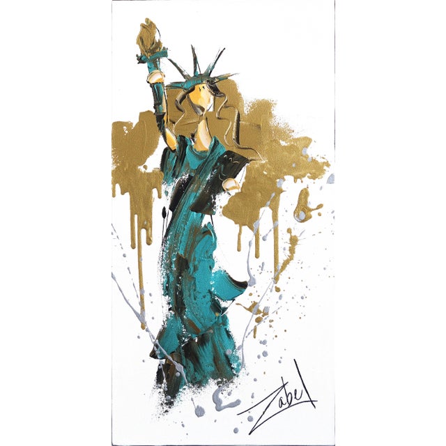 New York Inspired Pop Art Impressionist Painting "In the Name of Liberty" Original Artwork by Zabel For Sale