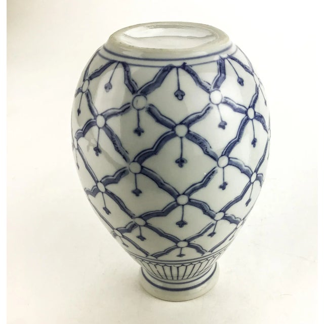 Blue Antique Porcelain Bud or Flower Vase Thailand For Sale - Image 8 of 9