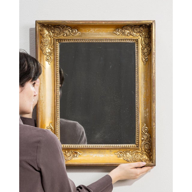 19th Century France Empire Gold Wood Mirror For Sale - Image 4 of 10