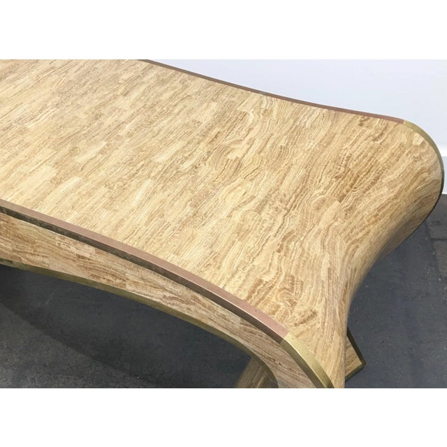1980s Maitland-Smith Tessellated Stone and Brass Trimmed Sculptural Console Table For Sale - Image 5 of 7