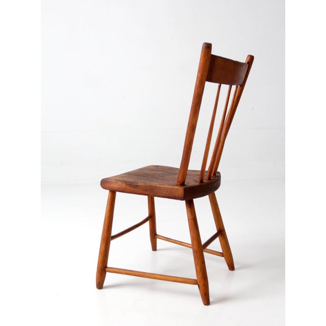 Wood Antique Plank Seat Country Chair For Sale - Image 7 of 12