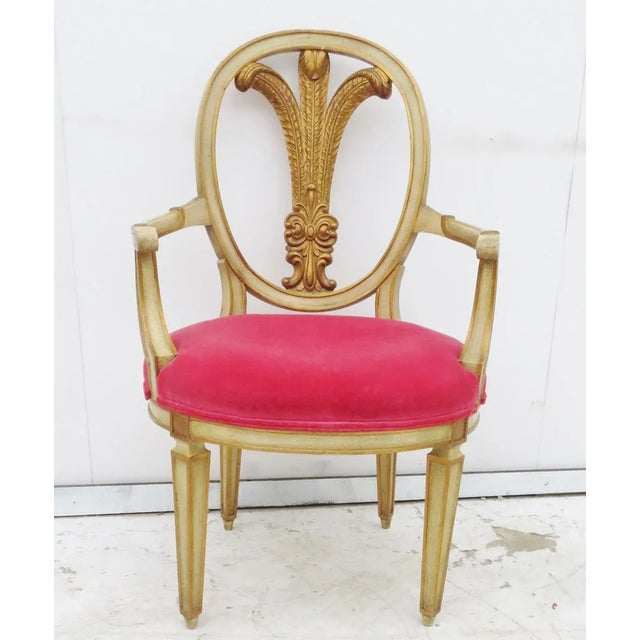 Modern Cream & Gold Carved Plume Back Chair For Sale - Image 3 of 5