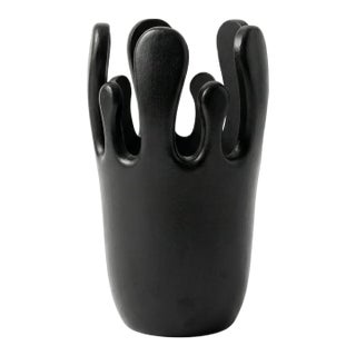 Crown Vase in Black For Sale
