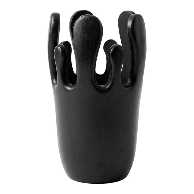 Crown Vase in Black For Sale
