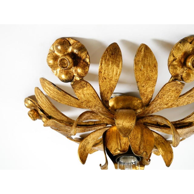 Brutalist Florentine Gold-Plated Iron Ceiling Lamp, 1960s For Sale - Image 13 of 18