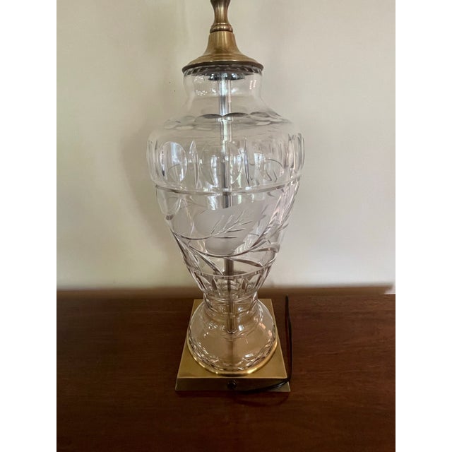 Wildwood Late 20th Century Wildwood Crystal and Brass Lamp With Leaf and Vine Motif For Sale - Image 4 of 12