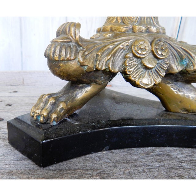 19th Century French Empire Black Marble & Brass Candle Stands - a Pair For Sale - Image 10 of 11
