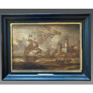 Peter VAN DEN VELDE (1634-1724) Flemish ship off a fort, 17th century For Sale