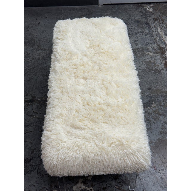2010s Skyline Furniture Faux Fur + Acrylic Legs Bench For Sale - Image 5 of 12