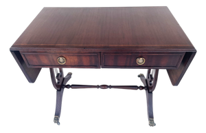Large English Regency Neoclassical Table with Drop-Leaf, 1950s