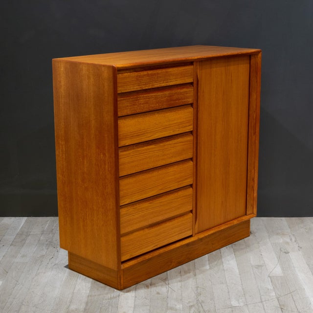 Mid-Century Modern Mid-Century Teak Gentlemen's Dresser With Tambour Door by Berhard Pedersen & Son, Denmark c.1960 For Sale - Image 3 of 14