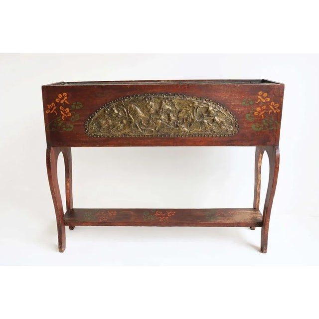 Brown Antique French Art Nouveau Planter / Jardiniere in Brass, 1900 For Sale - Image 8 of 12