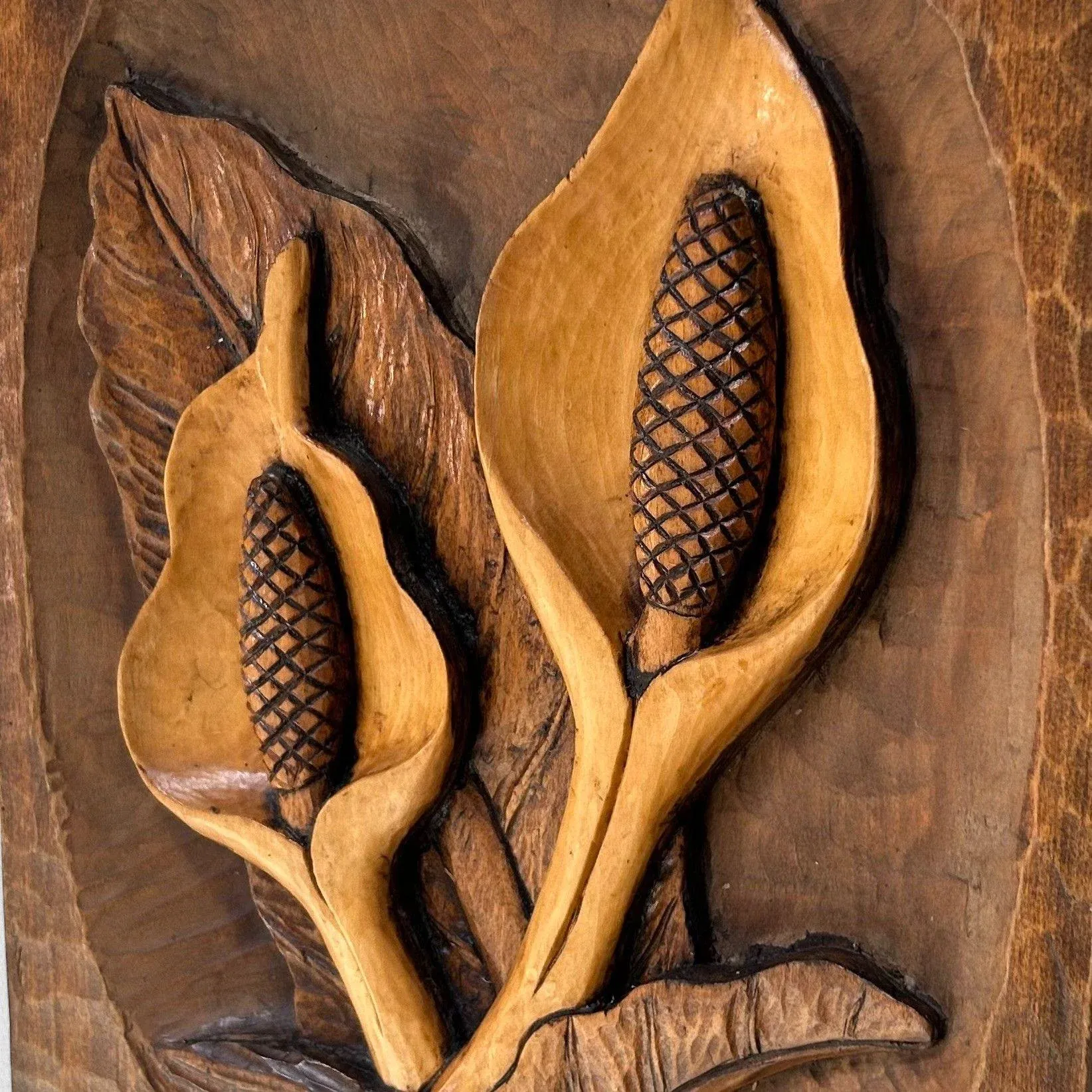 Vintage Japanese Wooden Calla Lily Wall Relief, 1950s | Chairish