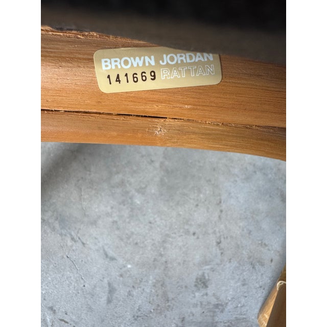 Vintage Brown Jordan Rattan and Leather Accent / Dining Chair For Sale - Image 12 of 12