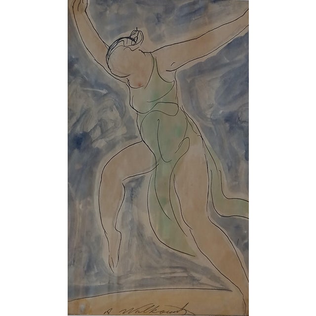 This is one of Walkowitz's famous series of watercolors capturing Isadora Duncan dancing. Purchased from a Massachusetts...