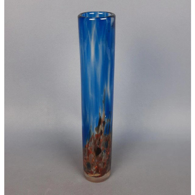 Modern Glass Vase with Malta Blue with Red Shades from Phoenician, 1960s For Sale - Image 3 of 13