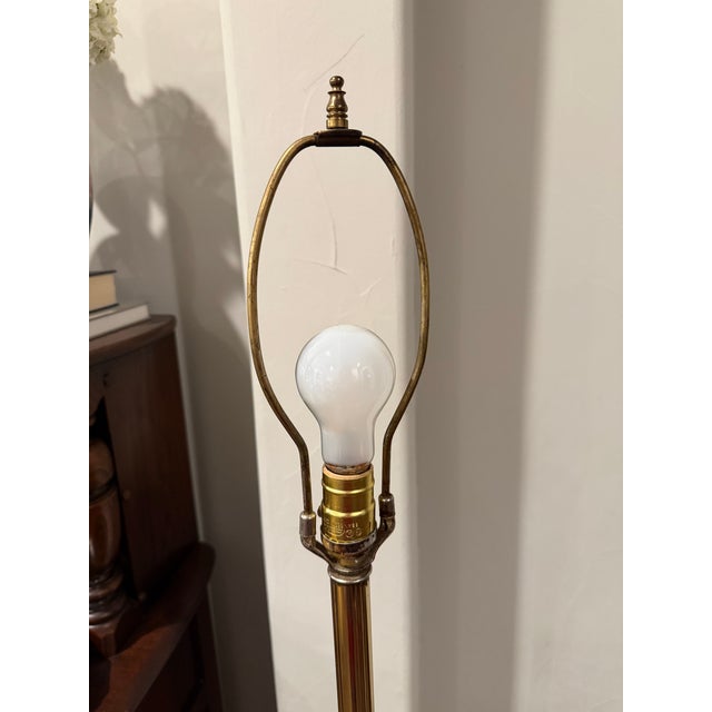 Mid 20th Century Mid-Century Modern Brass and Glass Tray Table Floor Lamp With Original Shade For Sale - Image 12 of 13
