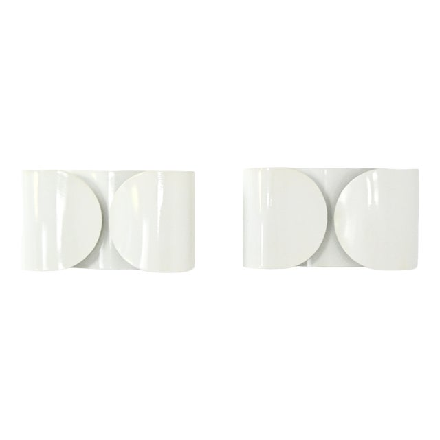 White Foglio Wall Lamps by Tobia & Afra Scarpa for Flos, 1960s, Set of 2 For Sale