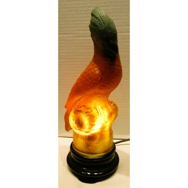 Mid-Century Modern Rare Original Tiffin Art Deco Glass Parrot Lamp Circa 1930s For Sale - Image 3 of 13