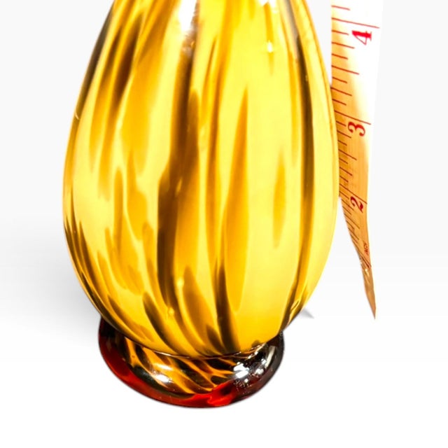 Vintage Murano Amber Swirl Art Glass Bud Vase, 1980s Italian Hand Blown (6" Height) For Sale - Image 15 of 15